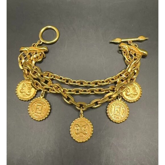 Pre-owned Fendi Vintage Coin Bracelet Gold - Picture 1 of 4